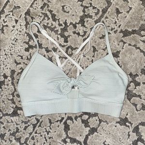 Green Stripe Lorna Jane Sports Bra with Bow